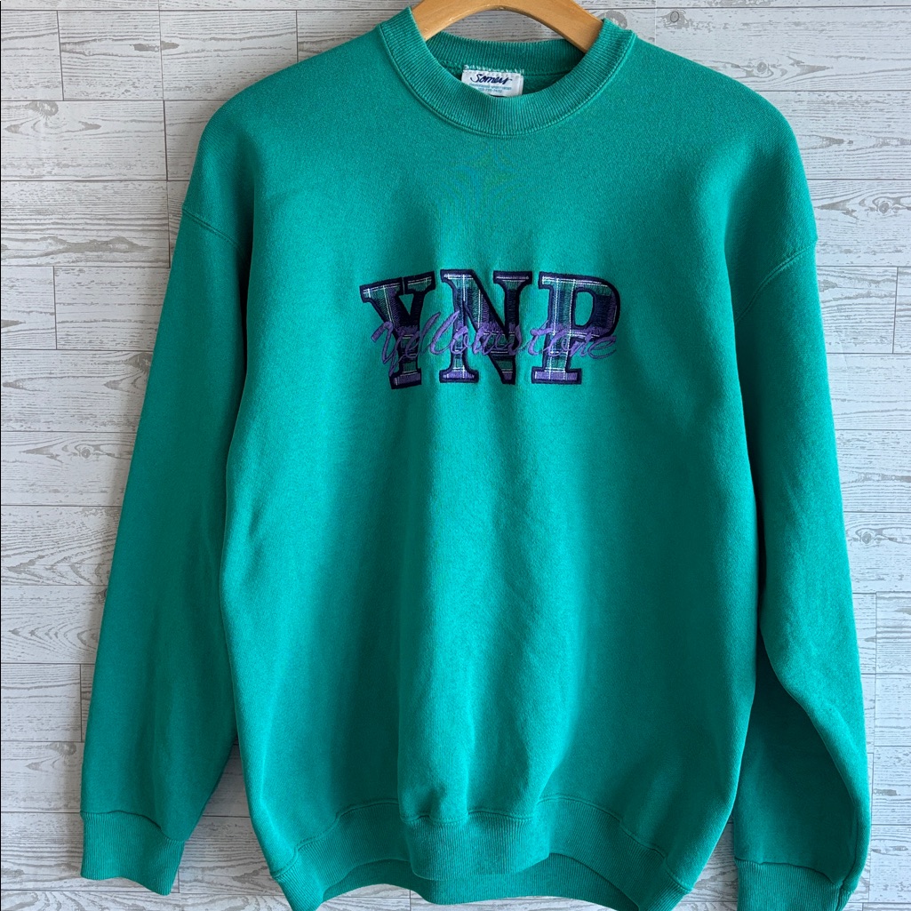 Vintage Yellowstone National Park Graphic Plaid Sweatshirt Sz Large Made In Usa